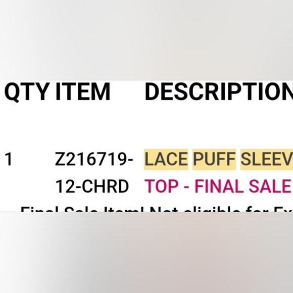 Lace Puff Sleeve Top - Picture 4 of 4